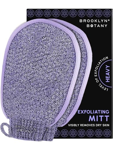 Brooklyn Botany Exfoliating Mitts for Bath and Shower – Heavy Duty Exfoliating Body Scrubber for Massage and Dead Skin Remover for Body – 2 Mitts - style: 2 Mitt