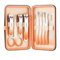 Manicure Set, 10 pcs High-Carbon Steel Nail Clippers Set, Portable Mini Manicure and Pedicure Kit, Travel Grooming Nail Kit with Leather Bag for Men and Women - color: Orange