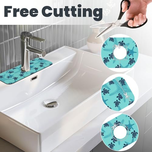 Summer Sea Turtle Ocean 15" X 5.5" Kitchen Sink Splash Guard Faucet Faucet Guard Draining Mat Sink Splash Guard Faucet Kitchen Bathroom - color: Summer Sea Turtle Ocean