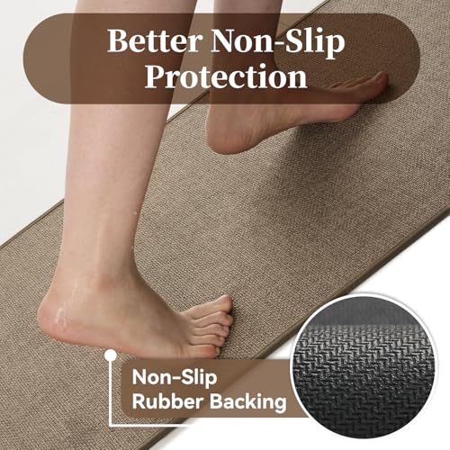 MontVoo Bath Mat Rug-Ultra Thin Non Slip Bath Mats for Bathroom Mat Quick Dry, Rubber Backing Washable Bathroom Rugs Fit Under Door, Absorbent Bath Rugs for Floor,17"x24",Khaki - color: Khaki, size: 17"x24"