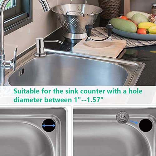 Soap Dispenser for Kitchen Sink, Built in Sink Soap Dispenser (Brushed Nickel), Countertop Soap Dispenser Pump with 47" Extension Tube kit, No Need to Fill Little Bottle Again (Longer Thread Shaft) - color: Brushed Nickel