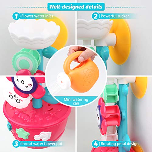 Girl Bath Toys for Kids 1-3 Bathtub Toys for Toddlers Water Tub Toys for Babies 1 2 3 Year Old Girls Boys Gifts with 1 Mini Sprinkler 2 Toys Cups Gifts Ideal with Color Box - style: Flower Bath Toys