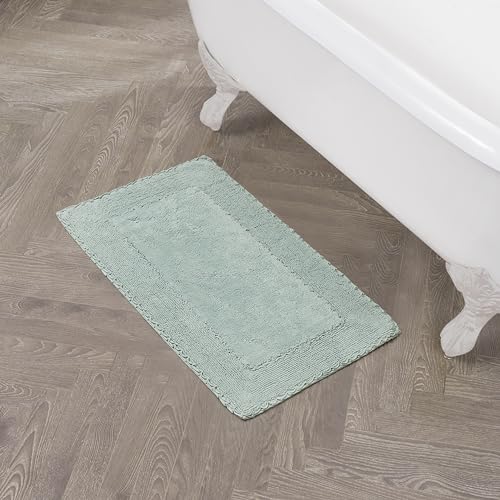 Laura Ashley Ruffle Border 100% Cotton Bath Rug, Aqua, 20"x 34" - color: Aqua, size: 1'8" x 2'10" (Rectangular)