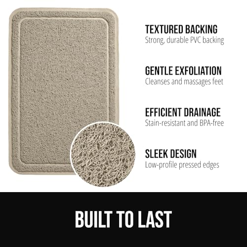 GORILLA GRIP Exfoliating Bath and Shower Mat, Textured Backing, 35x16 Soft Loofah-Style Foot Scrubber for Outside or Inside Bathtub, Quick Dry Easy Drainage Tub Floor Mats, Bathroom Essentials, Beige - color: Beige, size: 35" x 16" (Rectangular)