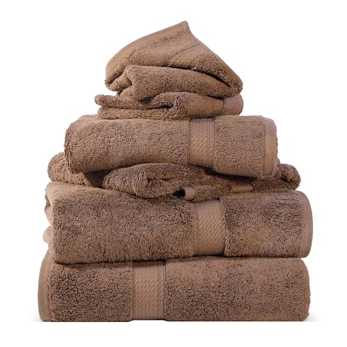 SUPERIOR Egyptian Cotton Ultra Plush & Absorbent, 6 Piece Set, Chocolate | Quick Dry, Soft Luxury Towel Set, Bath Essentials, Guest Bath, Spa, 2 Bath, 2 Hand, 2 Face Towels, Madeline Towels - color: Chocolate, size: 6-Piece Towel Set