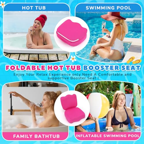 Yerliker 1 Pcs Foldable Hot Tub Booster Seat for Adults Adjustable 2 Heights up to 6.3", Weighted Booster Seat 3D Air Mesh Hot Tub Accessories Quick Dry Micro Dot Non Slip for Spa Bathtub Pool (Pink) - color: Pink