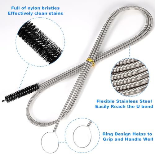 Ixiaoyoo 11 Pcs Cleaning Brushes Set, 8 Inch + 60 Inch Cleaner Brushes | Black Nylon Brushes Kit for Bottles, Tumbler, Sippy Cups, Pet Waterers, Drinking Straws, Pipes, Sink Drain, Fish Tank, Hose - color: Black Cleaning Brush Set