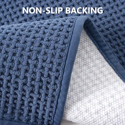 Bathroom Rugs Non Slip Washable, Super Absorbent Thin Bath Mat for Small Quick Dry Low Pile Bathroom Rug, (Navy Blue, 47″x20″) - color: Navy Blue, size: 1'8" x 3'11" (47″x20″)