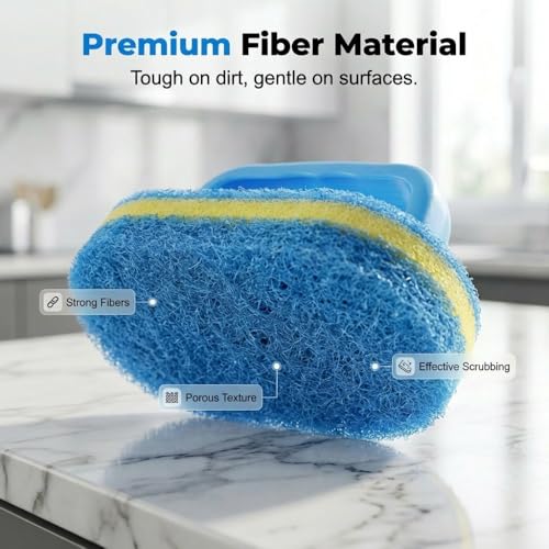 Handled Bathtub Scrubber, Kitchen Bathtub Toilet Cleaner All Purpose Shower Sponge Scrubbing Brush, for Clean Sinks, Shower Stalls, Tiles, Range Hoods, and Pool Steps (4pcs) - color: 4pcs