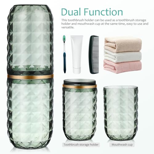 Didiseaon 2PCS Travel Toothbrush Case Portable Toothbrush Holder Cup Storage Container for Home Bathroom Trip School (2)