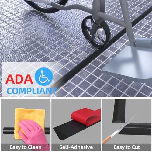 Duzzy 39 Inch Collapsible Shower Water Dam, Shower Threshold Water Stopper Barrier and Retention System and Keeps Water Inside Threshold Dry and Wet Separation, Suitable for Bathroom & Kitchen - color: Black, style: 39 Inch