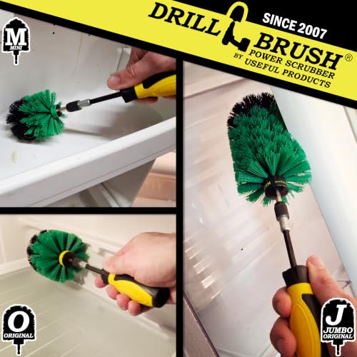 Drillbrush Handle & Drill Brush Green Power Scrubber Brushes for Kitchen Cleaning - Medium Stiffness Bristles for Scrubbing Stove Tops, Pots, Pans, and More - Air Fryer Cleaning Brush Set for Drill - color: Green