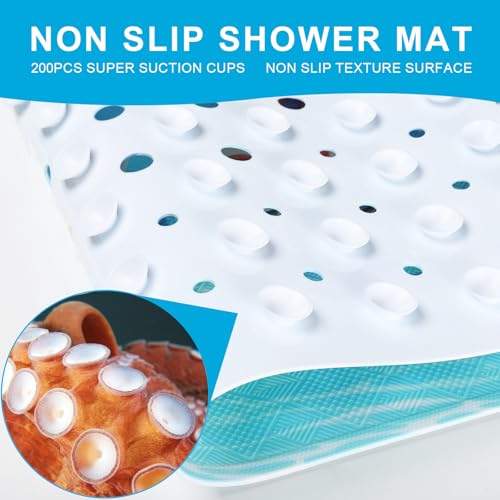 XIYUNTE Baby Bath Mat for Tub Non Slip Kids Bath Mat - 40''x16'' Extra Long Cartoon Bathtub Mat Non Slip Kids Shower Mat Eco-Friendly Toddler Bath Mats with Suction Cups, Machine Washable - color: J-shark 2