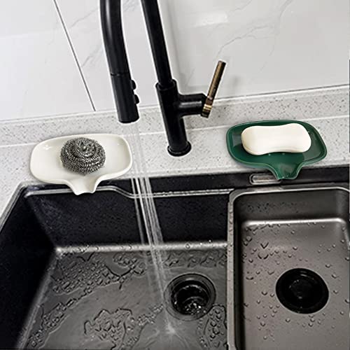 Multi-Color Ceramic Soap Dish for Kitchen or Bathroom, Easy to Clean, Self Draining Soap Holder, Keeps Soap Dry (Green) - color: Green