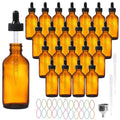 AuroTrends Amber Dropper Bottle 2 oz 24Pack, Glass Tincture Bottles with Dropper - Amber Glass Dropper Bottle 2 oz with Funnel/Stickers/Plastic Graduated Pipette (2fl.oz, Set of 24) - color: Amber, size: 2fl.oz-24Pack