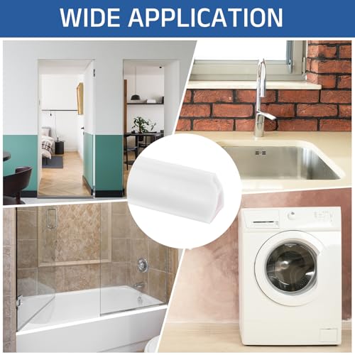 uxcell Flexible Shower Water Barrier, 39" TPE Shower Edge Water Stopper Blocker Splash Guard for Bathtub Sink Washing Machine Dry and Wet Separation, 1.18"W x 1.77"H, White - color: White, size: 39"L x 1.18"W x 1.77"H