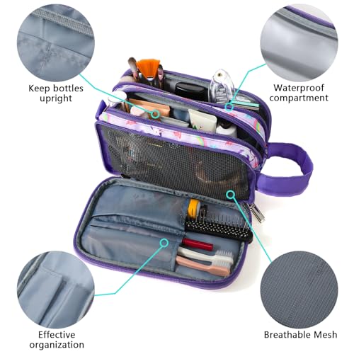 Kids Toiletry Bag for Girls, Travel Toiletry Bag for Little Young Girls Cosmetic Bag Makeup Bag Waterproof Hanging Wash Bag Toddler Toiletries, Unicorn Purple - color: Unicorn-Purple