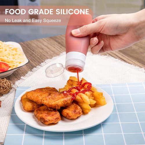MICEBAY Condiment Squeeze Bottles for Sauces, 3-oz Mini Silicone Salad Dressing Container to Go with Reusable Sandwich Bag, Leakproof Sauce Bottle for Bento Lunch Box, 4 Pack, Candies - color: Candies, size: 3 OZ