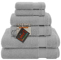 American Bath Towels 100% Cotton 6 Piece Turkish Towel Set, Ultra Soft Absorbent Bathroom Towels, 2 Bath Towel 2 Hand Towels 2 Washcloths, Cool Grey - color: Cool Grey, size: 6 Piece Towel Set XL