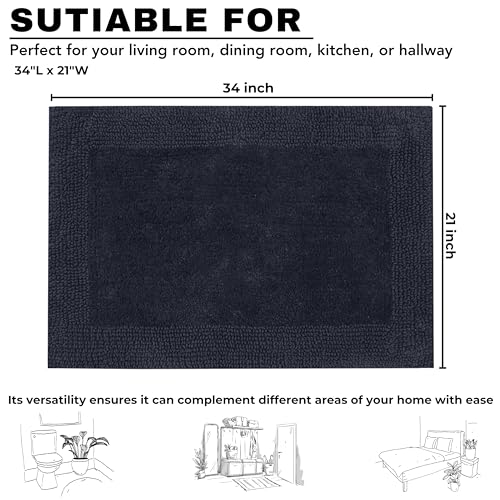 Bedding Craft 100% Cotton Bath Mat - Soft Hotel-Style Rectangular Bathroom Floor Rug - Plush, Water Absorbent Cloth Bathmat for Outside Bathtub/Shower, Machine Washable Cotton Bath Rug 21x34 Dk Grey - color: Dk Grey, size: 1'9" x 2'10" (Rectangular)