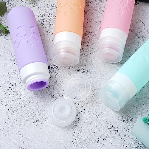 Zafit Travel Bottles for Toiletries, TSA Approved Travel Containers 3oz Leak Proof Travel Tubs Refillable Liquid Travel Accessories for Shampoo Conditioner Lotion Body Wash(Multicolored C) - color: Multicolored C