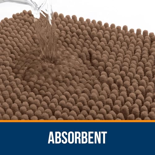 OLANLY Bathroom Rugs Sets 3 Piece, Soft Absorbent Chenille Bath Mats and U-Shaped Contour Toilet Rug, Quick Dry, Home Decor Accessories, Bath Mat Set for Bathroom (30"x20"+24"x16"+24"x20", Mocha) - color: Mocha, size: 30" X 20" + 24" X 16" + U24" X 20"