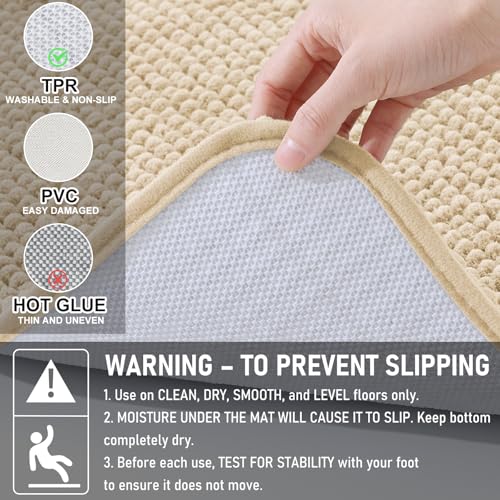 Arotive Bathroom Rugs 40" x 32", Ultra Soft Absorbent Chenille Bath Rugs, Rubber Backing, Machine Washable Bath Mats for Bathroom Floor, Tub and Shower, Home Decor Accessories, Beige - color: Beige, size: 40" X 32"
