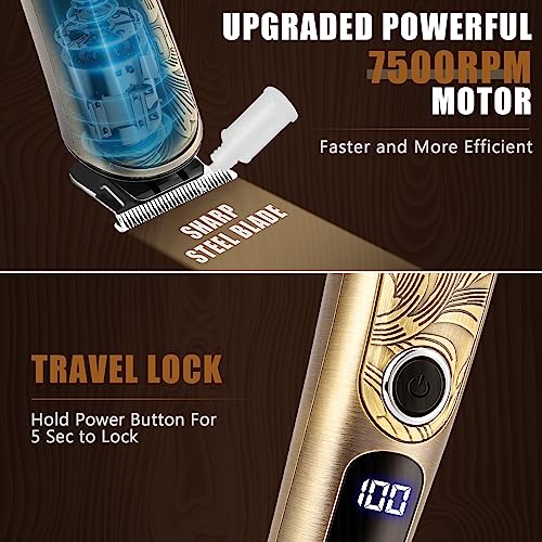 Ufree Gifts for Men, Beard Trimmer with Charging Stand, IPX7 Waterproof Electric Razor Shavers for Men, Clippers for Hair Cutting, Mens Grooming Kit for Mustache Nose Facial Body - color: Gold
