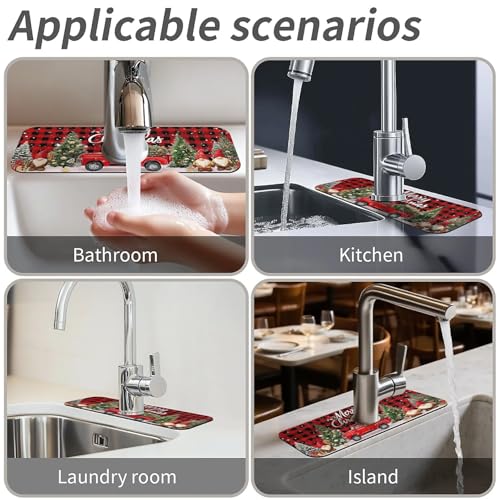 Faucet Fast Absorbent Pad - Christmas Truck Gnome Christmas Tree , Suitable For Kitchen, Bathroom, Island And Other Scenes - color: Christmas Truck gnome Christmas Tree
