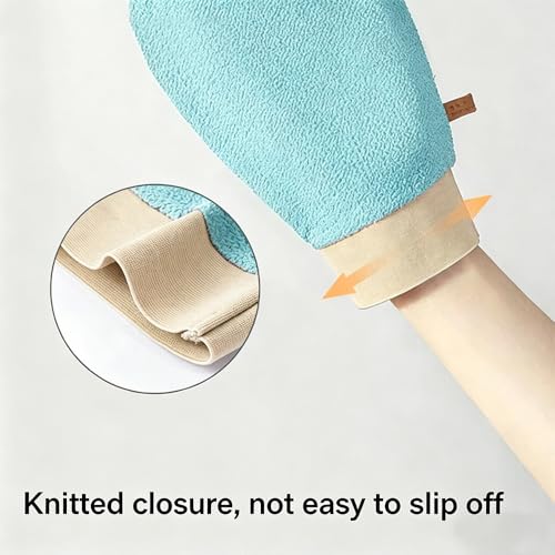 Exfoliating Bath Towel Set for Women Strong Cleaning Back Scrubber - color: Light Gray, Light Blue