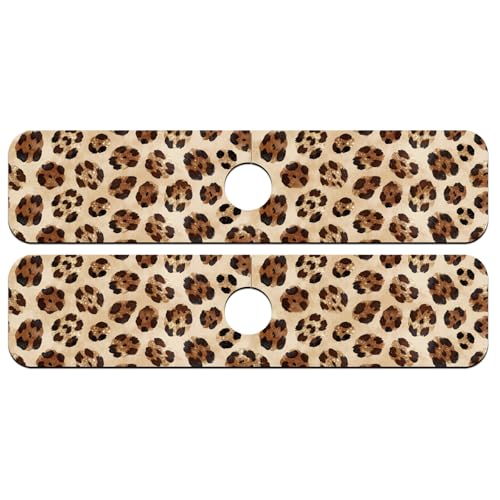 2 Pcs Kitchen Sink Splash Guard Faucet Mat Leopard Print Faucet Mat for Sinks Absorbing Drying Mats for Kitchen Bathroom, 23.6x5.5inch - color: Leopard Print