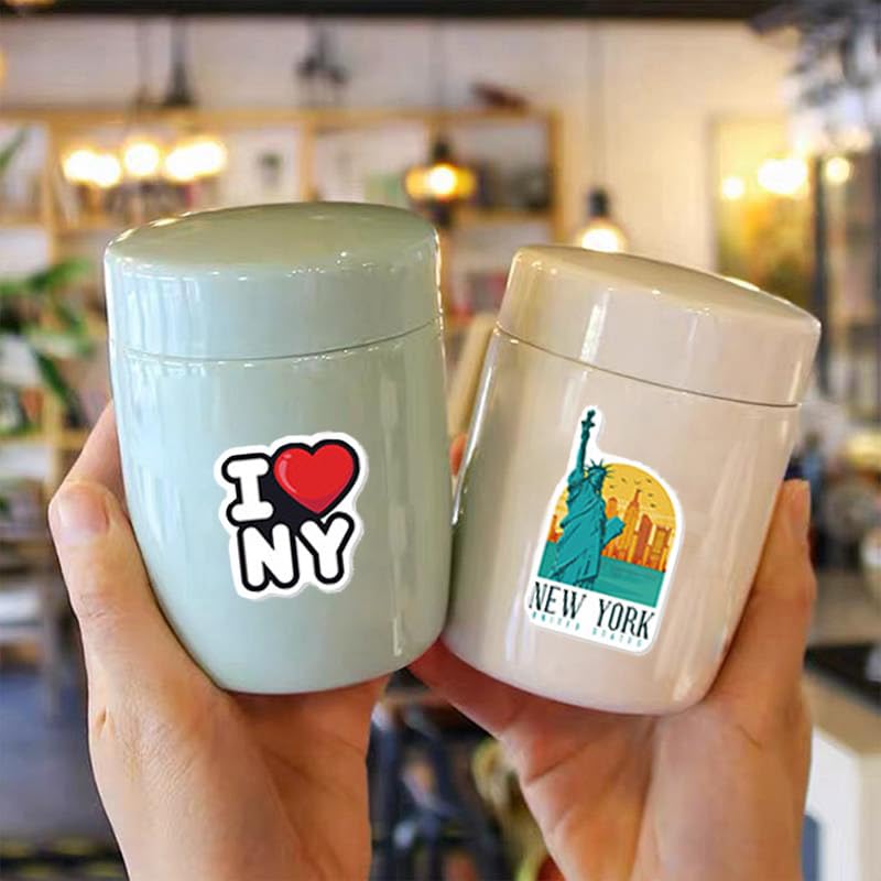 50 Pcs New York Stickers Set New York City Travel Stickers Vinyl Waterproof Stickers for Water Bottles Laptops Bike Car Motorcycle Skateboard - style: New York