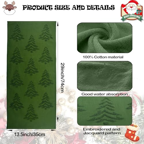 2 Pack Christmas tree Hand Towels 100% Cotton Jacquard holiday Kitchen dish Towels Retro Neutral Olive Green Bathroom Towels Set gift Seasonal Xmas Winter Bathroom Decor (Olive Green Christmas tree) - color: Olive Green Christmas Tree