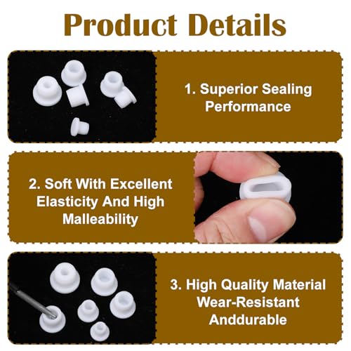 30Pcs 5 Sizes Silicone Hole Plug Waterproof 9.5-15mm - Rubber Stoppers Plugs White Bottle Stopper for Bottles Pipes Flower Pots - Round Stopper Seal Button Plugs