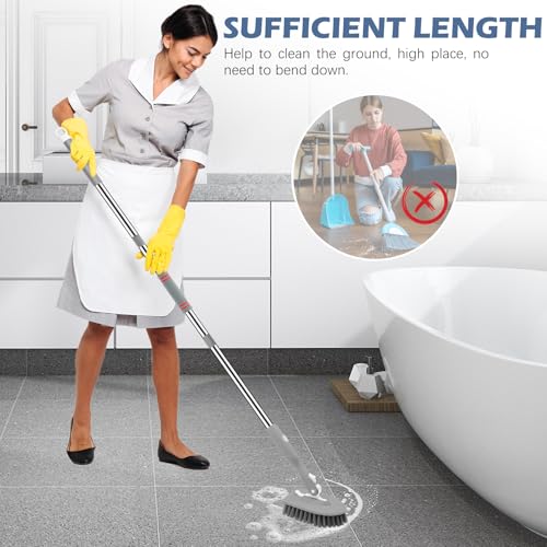 SetSail Tile Tub Scrubber Brush 3-in-1 Shower Scrubber with Adjustable Long Handle Shower Cleaner Brush and 3 Detachable Replacement Brush Heads for Cleaning Bathroom Kitchen Walls Tub Tile,Grey - color: Gray, size: 2 Pads