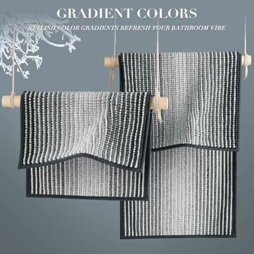 BSICPRO Bathroom Rugs and Mats Sets, 2 Piece Thick Absorbent Chenille Non Slip, Soft Shaggy Bath Room Floor Mats for Bathroom, Machine Washable (Blue Grey, 20" x 32" Plus 16" x 24") - color: Blue Grey, size: 20" x 32" Plus 16" x 24"