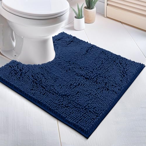 LuxUrux Bath Mat-Extra-Soft Plush Bath Shower Bathroom Rug,1'' Chenille Microfiber Material, Super Absorbent Shaggy Bath Rug. Machine Wash & Dry (20 x 20, Blue) - color: Blue, size: 20'' X 20'' U