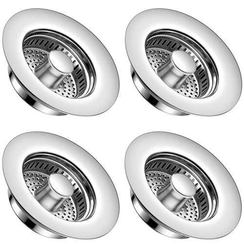 Kitchen Sink Drain Strainer 4 Pack, 304 Stainless Steel Pop Up Sink Stopper, Anti-Clogging Sink Drain Strainer for US Standard Kitchen Drain (Chrome) - color: Chrome, size: 4 Pack