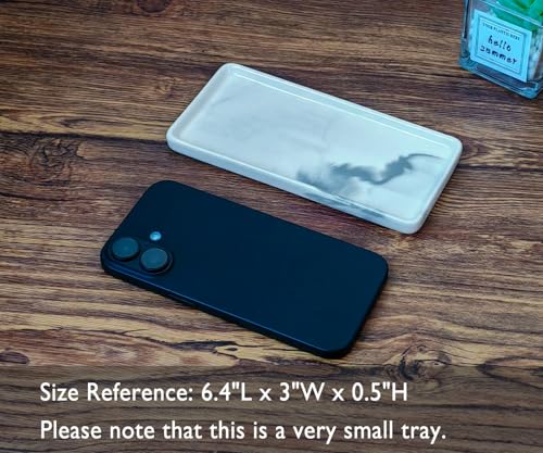6.4" Porcelain Small Bathroom Narrow Mini Tray - Gray | Tiny Ceramic Countertop & Little Vanity Tray for Cosmetics, Perfume, Jewelry, Candle - Kitchen Oil & Vinegar Tray, Soap Tray - color: Gray, size: 6.4" x 3" x 0.5"