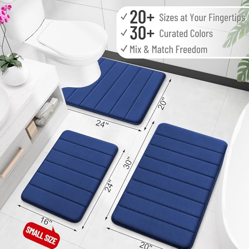 OLANLY Memory Foam Toilet Rugs U Shaped 24x20, Super Soft Absorbent Contour Bath Rugs, Quick Dry Machine Washable Toilet Mat, Bathmat Carpet, Bathroom Home Decor Accessories, Twilight Sapphire - color: Twilight Sapphire, size: 24" X 20" Contour Rug