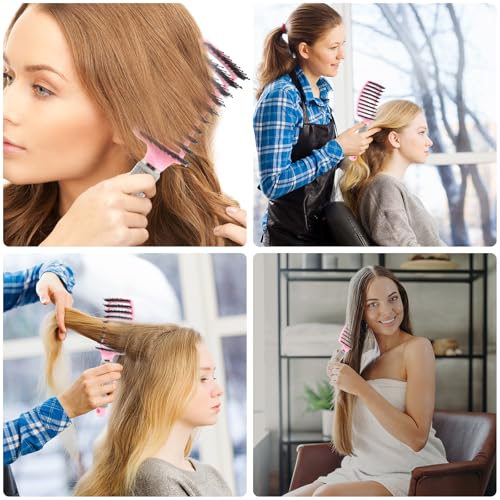 3 Pack Detangling Brush Getting Knots Out without Pain Adds Shine and Makes Hair Smooth, Detangler Boar Bristle for Adult & Kids Wet or Dry Hair(Pink/Purple/Green)