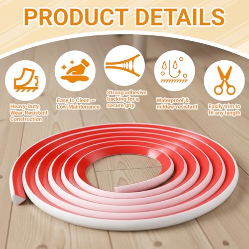 White Rubber Flexible 200 Inch Flexible Quarter Round Molding, Silicone Rubber Peel and Stick Shower Water Barrier Suitable for Shower Pans Corner and the Base of Staircase