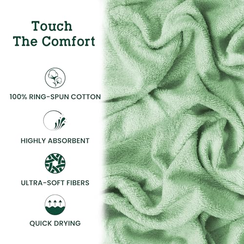 Casa Lino Face Towels & Body Wash Cloths for Showering - 100% Cotton Wash Cloths for Bathroom - Highly Absorbent & Quick Drying Washcloth Set - Cotton Towel 24 Pack - 12" x 12", Sage Green - color: Light Sage