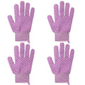 Exfoliating Bath Gloves 2 Pairs - Heavy Texture Body Scrub Gloves for Shower, Spa, Massage and Body Scrubs, Dead Skin Remover, Washing Gloves with Hanging Loop(Dark Purple) - color: Purple1