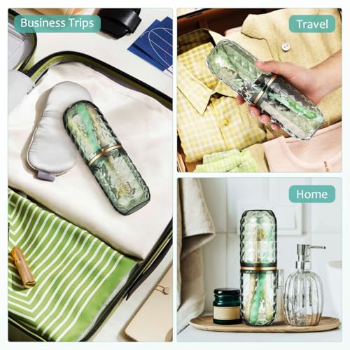 Didiseaon 2PCS Travel Toothbrush Case Portable Toothbrush Holder Cup Storage Container for Home Bathroom Trip School (2)