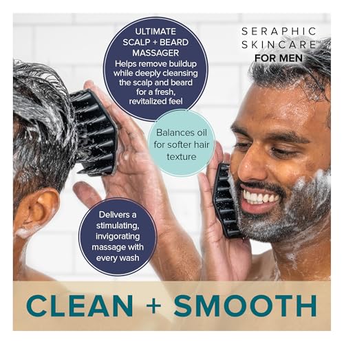 SERAPHIC SKINCARE Ultimate Beard + Scalp Massager - BPA-Free Silicone Face Scrubber Brush for Dandruff, Hair Growth & Ingrown Hair Treatment - Skin Prep for Shaving & Beard Maintenance - style: Men Ultimate Massager