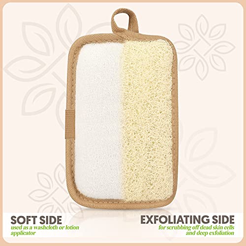 Almooni Premium Egyptian Exfoliating Loofah Pad Body Scrubber - Rectangular loofa Shape - Made with Natural Egyptian Shower lufa Sponge that Gets You Clean, Not Just Spreading Soap (2 Pack) - style: Rectangular loofa Shape