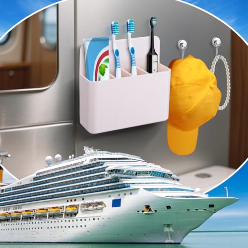 Palksky Magnetic Toothbrush Holder for Cruise Essentials 2025, Tooth Brush Organizer with 2 Magnetic Hooks for Alaska/Caribbean Cruise Must Have - color: 1 Pcak Magnetic Toothbrush Holder