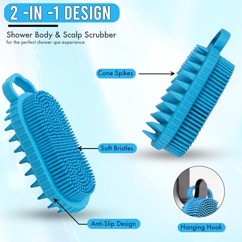 Multi-Function Silicone Scalp Scrubber and Shampoo Brush Soft Scalp Massager for Exfoliation, Dandruff Removal, Relaxation, Supports Circulation & Growth, Scalp Brush Comfy for Wet & Dry Use in Shower