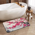 Japanese Cherry Blossoms Bathroom Rugs Mat, Super Absorbent Quick Drying Floor Mat for Bathroom Entryway 17"x30" - color: Japanese Cherry Blossoms